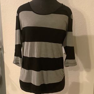 NATION LTD Three-Quarter Sleeve Striped Tee